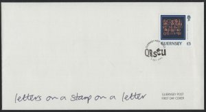 Guernsey 2003 FDC Sc 809 5pd Letters on a stamp on a letter