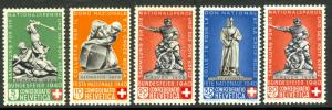 SWITZERLAND 1940 NATIONAL FETE DAY Semi Postal Set Sc B100-B104 MLH