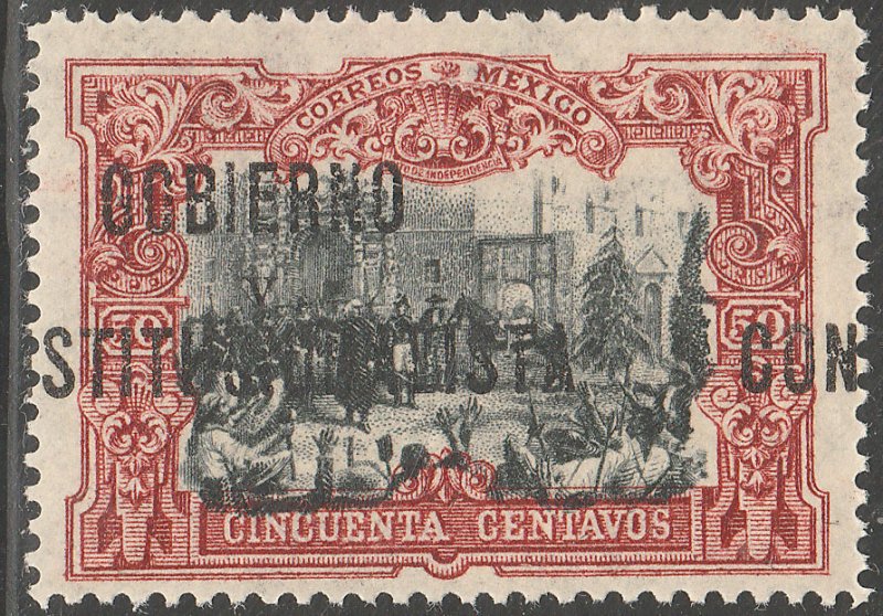 MEXICO 431Var, 50¢ With $ Revolutionary overprint SHIFTED MINT, NH. VF.