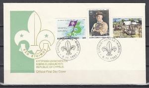 Cyprus Rep., Scott cat. 585-587. Scouting Year issue. First day cover. ^