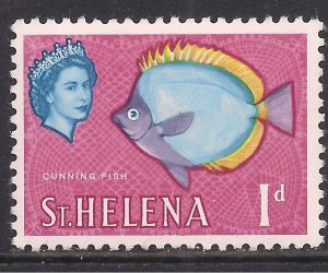 St Helena 1961 QE2 1d Helena Butterfly Fish MM SG 176a Chalk ( A612 )