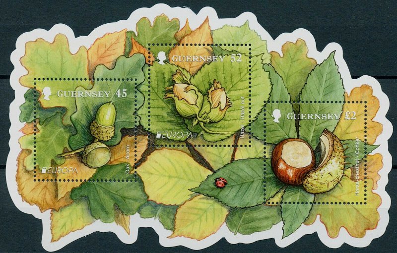 Guernsey 2011 MNH Trees Stamps Forests Europa Oak Chestnut Nature 3v M/S 