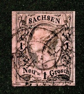 1855 Saxony Sc #10 used cv.$8 ( 2558 WWX )