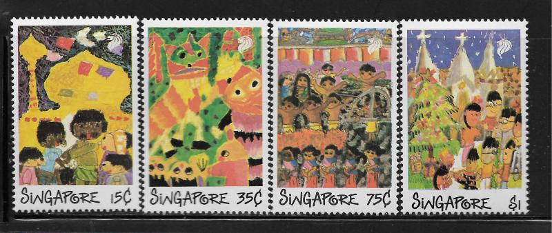 SINGAPORE,552-555, MNH,CHILDREN DRAWINGS