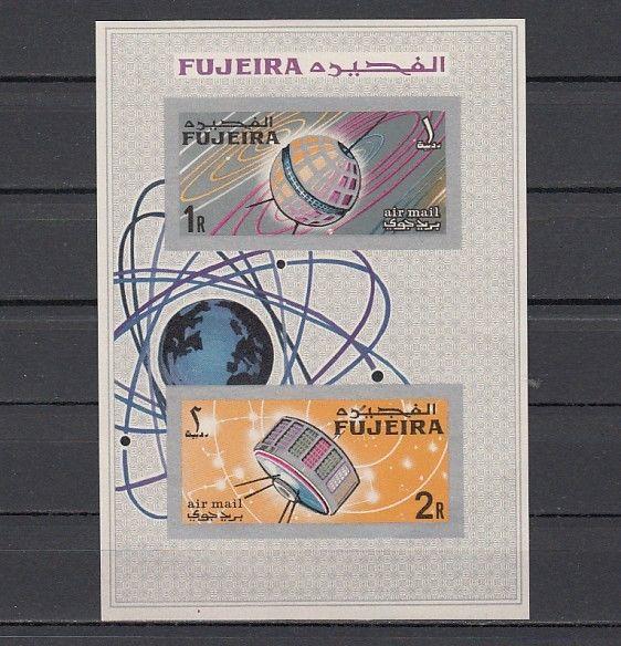 Fujeira, Mi cat. 78-79, BL4 B. Space Research, IMPERF s/sheet.