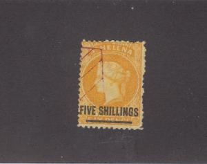 ST HELENA # 24 QUEEN VICTORIA 5sh SURCHARGE WITH REMAINDER CANCEL CAT VALUE $77+