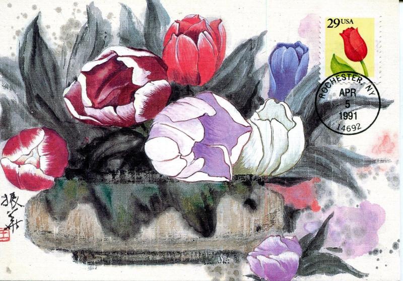 US FDC Fleetwood Maximum Card Scott #2524 29 Cent Tulip. Free Shipping.