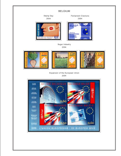 COLOR PRINTED BELGIUM 2000-2010 STAMP ALBUM PAGES (155 illustrated pages)