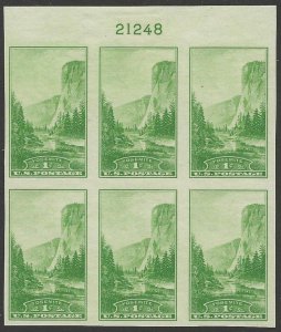 US, Scott #756, 1¢ National Parks issue,  NGASI LH,  PB of 6, CV $4.25