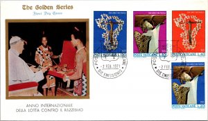 Vatican FDC 1971 - Int'l  Yr  Fight Against Racism - Golden Series Cachet - F308