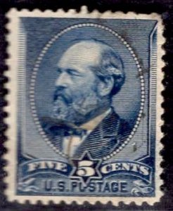 US Stamp #216 5c Indigo Garfield USED SCV $20.00