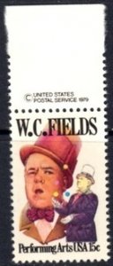 US Stamp #1803 MNH W.C. Fields BOTTOM Margin Copyright Single