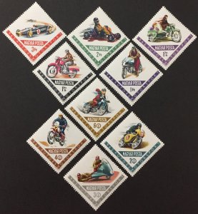 Hungary 1962 #1475-83, Motorcycles, MNH.