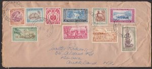 SAMOA 1954 cover with complete definitive set Apia to NZ....................J544