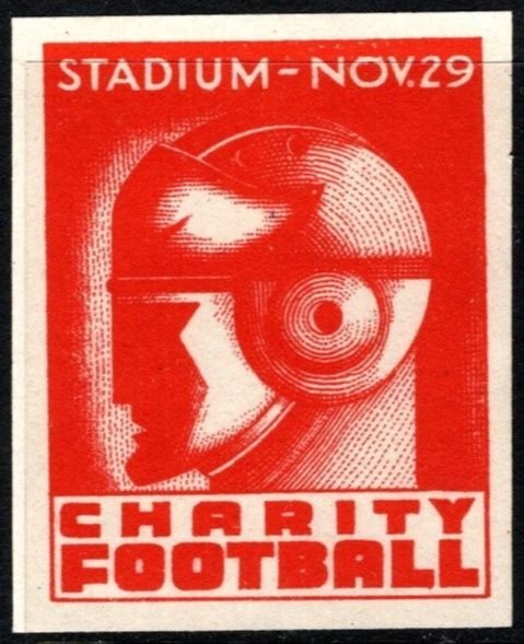 1940's US Poster Stamp Cleveland Charity Football November 29 Unused