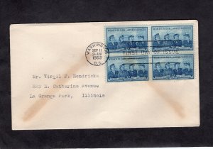 1013 Women in Armed Services, blk/4 FDC no cachet addressed