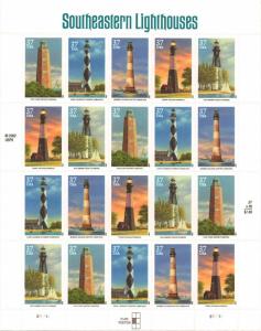 US 3787-91 - 37¢ Southeastern Lighthouses Unused