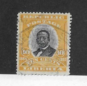 Liberia Sc #38 10c  yellow & black with ship cancel FVF