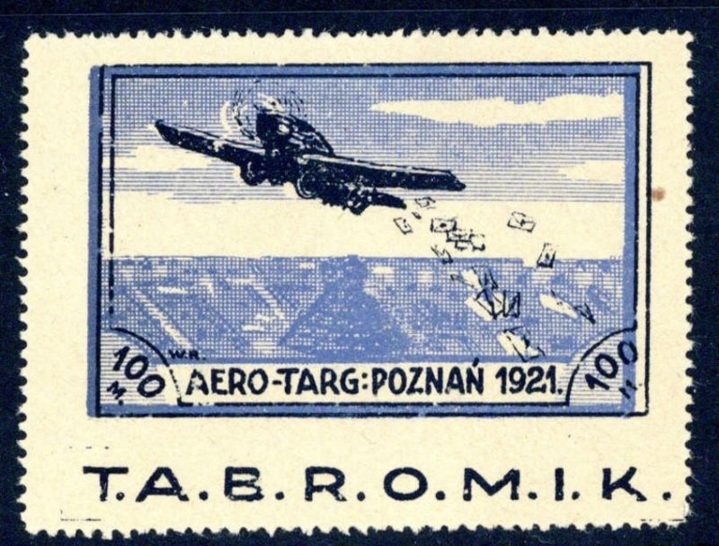 Poland 1921, Mi II (*) 100M semi-official flight mark Aero-Targ: Poznan 1921,