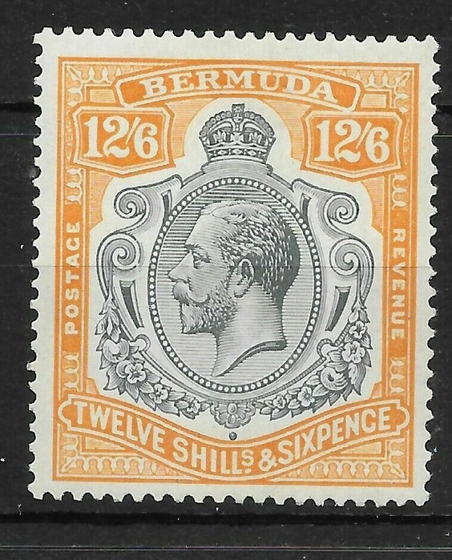 BERMUDA SG93e 1932 12/6 GREY & ORANGE BREAK BELOW LEFT SCROLL VAR MTD MINT