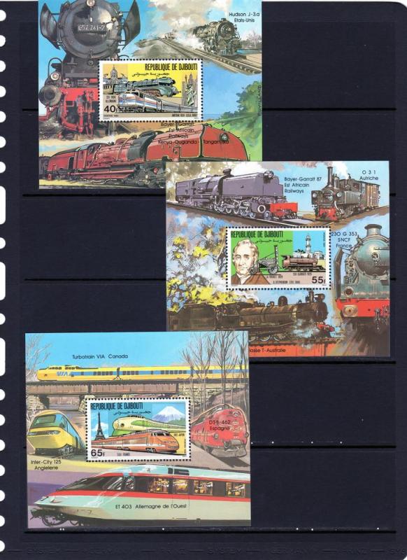 Djibouti 1981 Trains/TGV/962Japan 3 S/S Perf.MNH Sc#525/527 