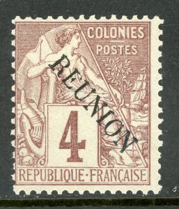 Reunion 1891 French Colonial Overprint 4¢ Claret Mint T495