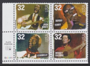 3215a Folk Singers Plate Block MNH