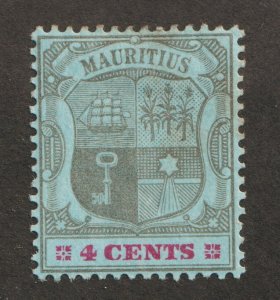 1895 Mauritius Sc# 100 - 4¢ QV Coat of Arms. MH postage stamp Cv$18.00
