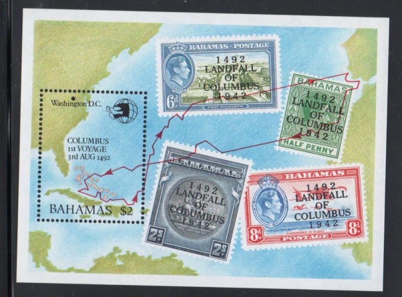 Bahamas Sc 762 1992 Columbus 1st Voyage stamp sheet mint NH