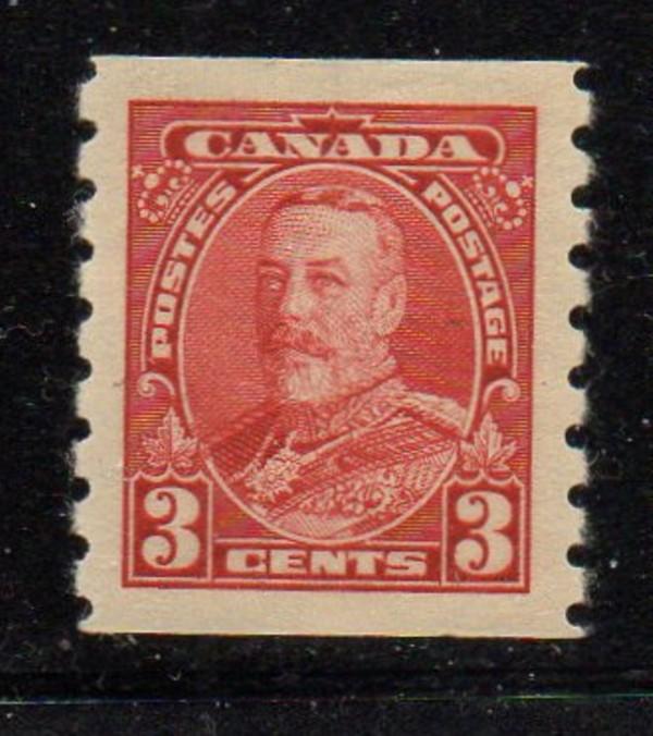 Canada Sc 230 1935 3c dark carmine G V coil stamp mint