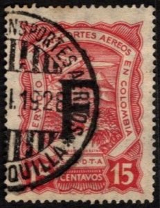 1923 Columbia SCADTA Airmail Company Private Issue 15 Centavos F Overprint