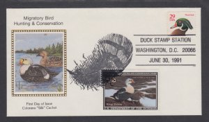 US Sc RW58 Colorano FDC, 1991 $15.00 Duck Stamp, Duck Stamp Station cancel