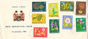 SIERRA LEONE  FDC - 1 Jan. 1963 - Flowers - New definitive issues