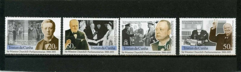 TRISTAN DA CUNHA 2000 CIR WINSTON CHURCHILL SET OF 4 STAMPS MNH