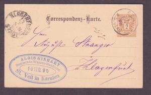 AUSTRIA Postal Card Mailed In St. Viet In 1890 - Interesting Postal Markings