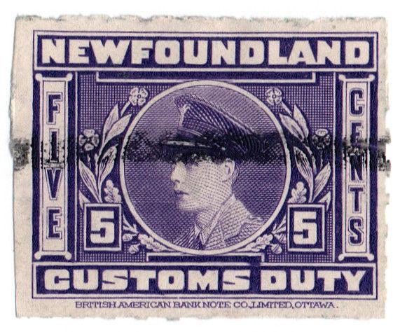 (I.B) Canada Revenue : Newfoundland Customs Duty 5c