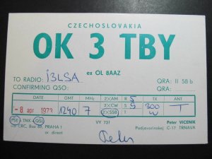 9820 Amateur Radio QSL Card PRAHA CZECHOSLOVAKIA-