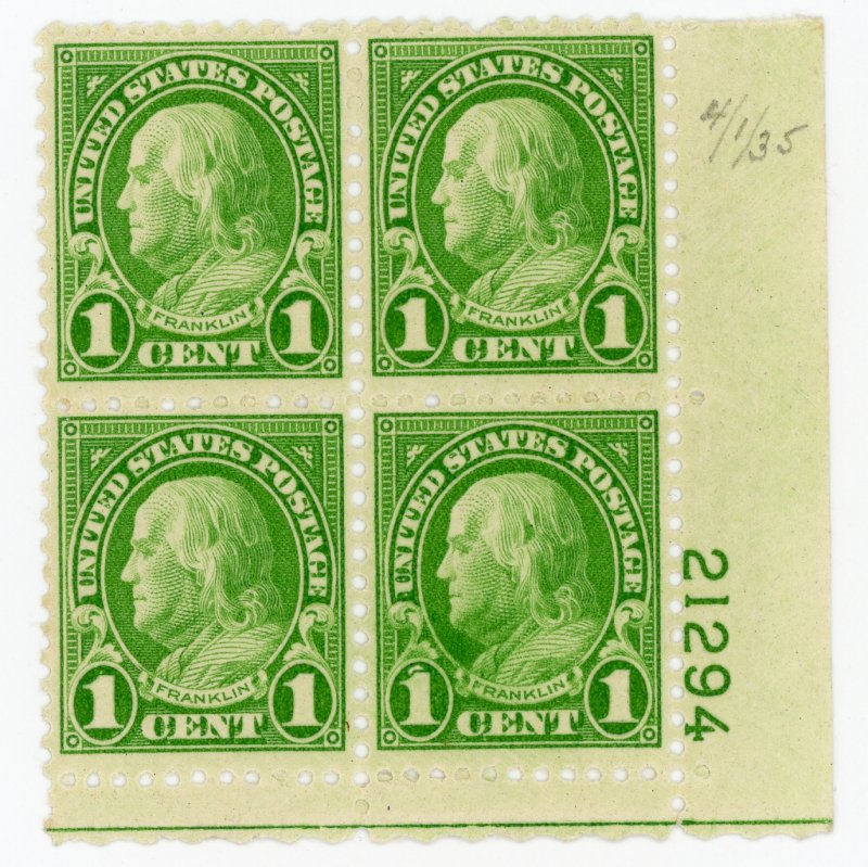 632 Plate Block.  MNH OG.