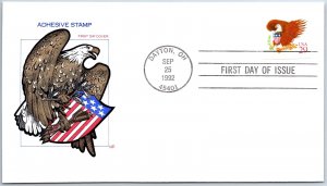 U.S. FIRST DAY COVER BALD EAGLE 29c ADHESIVE STAMP HOUSE OF FARNHAM 1992