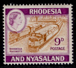 RHODESIA & NYASALAND QEII SG24a, 9d orange-brown & reddish violet, NH MINT.