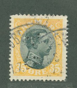 Denmark #115  Single (Perfin)