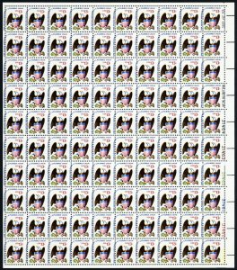 1596, MNH 13¢ Eagle Scarce Misperfed Error Sheet of 100 Stamps - Stuart Katz