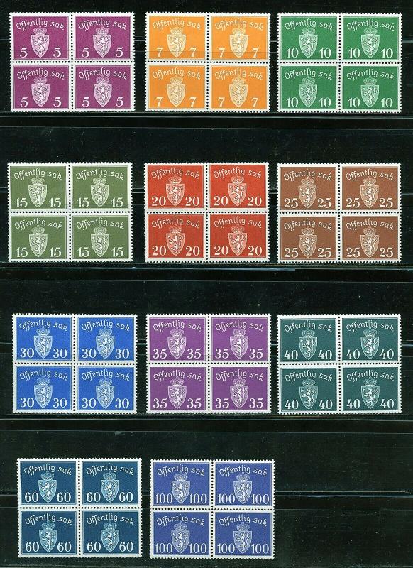 NORWAY OFFICIALS SET OF BLOCKS  SCOTT#O22/32  MINT NEVER   HINGED 