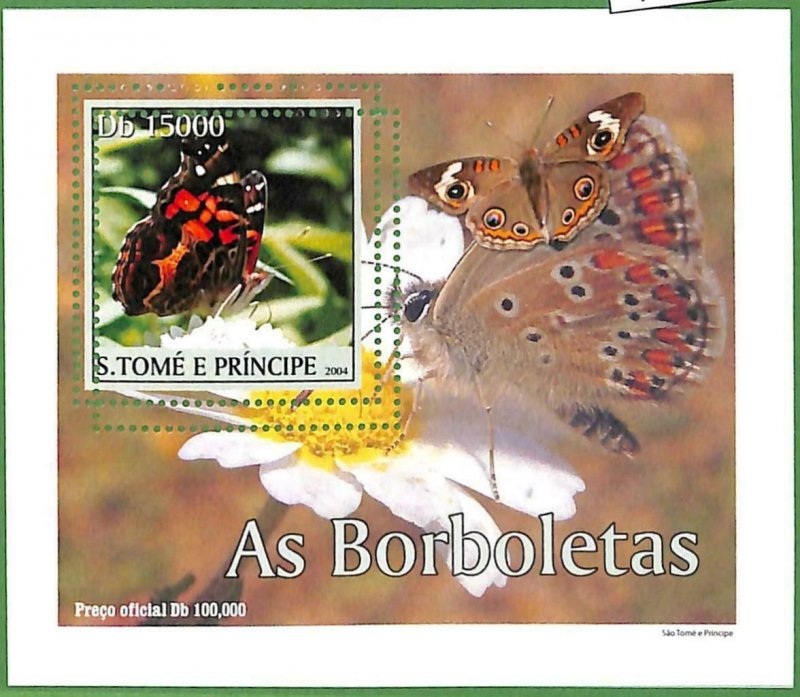 A0544 - S. TOME' & PRINCIPE -  ERROR  MISSPERF SHEET -  Butterflies  2004