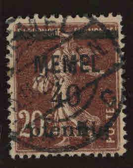 Memel Scott 22 Used 1920 Surcharged French  stamp