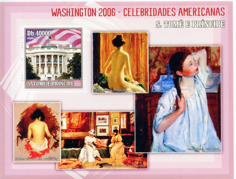 SAO TOME CELEBRATED AMERICAN ARTISTS SOUVENIR SHEET  MINT NH