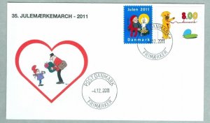 Denmark Cover. Postman # 35  Christmas Seals Walk 2011.. 8 Kr.. Santa,Candle.