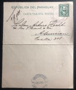 1901 Paraguay Postal Stationary Postcard Postcard Cover To Asuncion