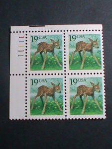 ​UNITED STATES-1991-SC#2479 LITTLE LOVELY FAWN MNH PLATE BLOCK OF 4 VERY FINE