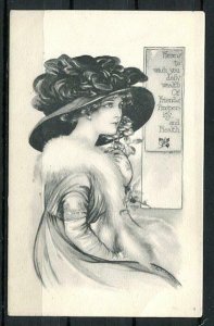 Canada 1911 Postal Card  Lady wear beautiful hat 9741